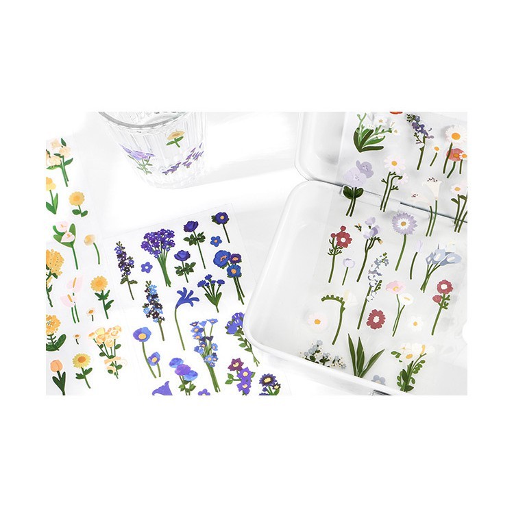 Sticker hoa vintage aesthetic trong hình dán trang trí sổ tay bullet journal dụng cụ dán planner Dried Flowers