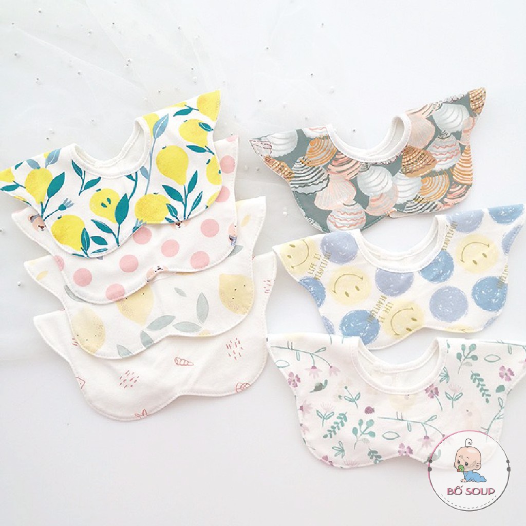 Yếm tròn xoay 360 độ chống thấm cho bé/ yếm dãi giữ ấm cổ 100% cotton mềm mại an toàn nhiều mẫu họa tiết xinh xắn