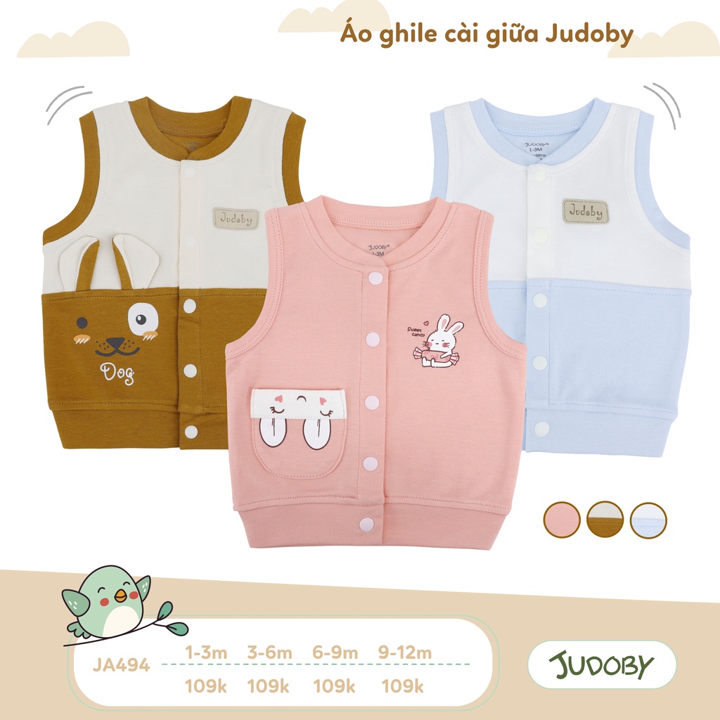 Judoby - Áo gile cotton cài giữa 3-18m JA471