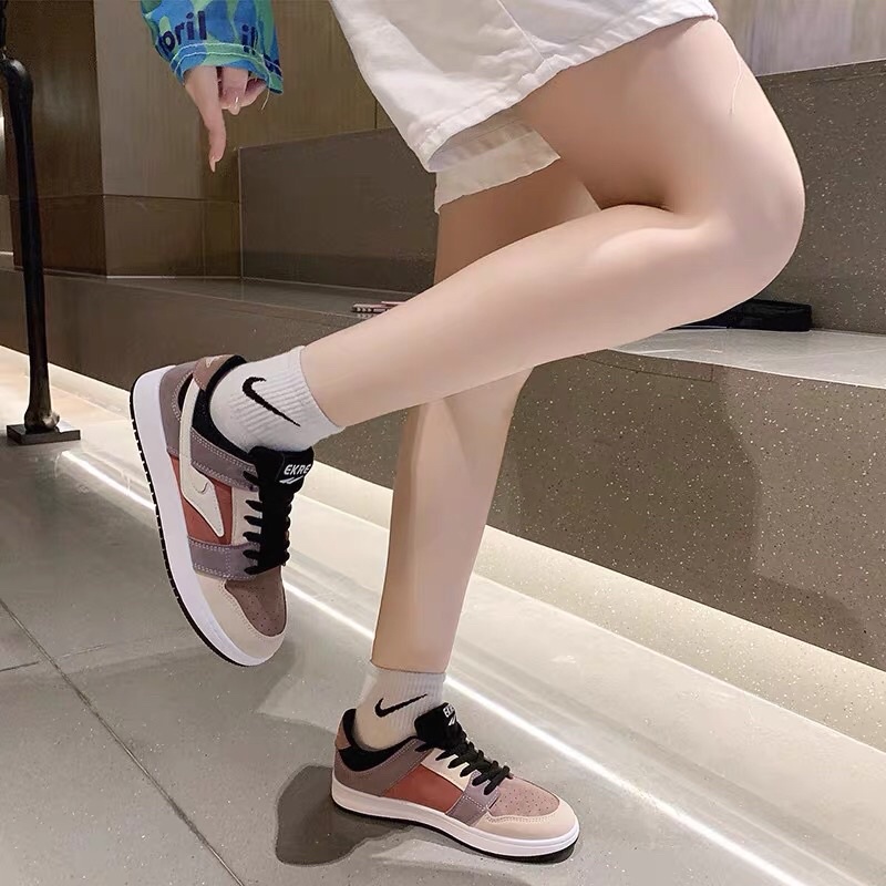 Giày sneaker nữ cổ thấp Jd da lộn phối màu siêu hottrend [Kèm video feedback của khách]