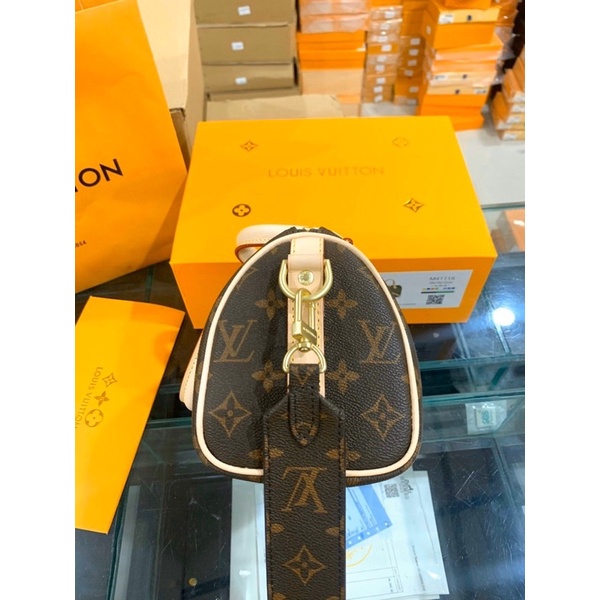 Túi xách đeo chéo da thật cao cấp - Túi L.V trống hoa nâu size 20cm fullbox