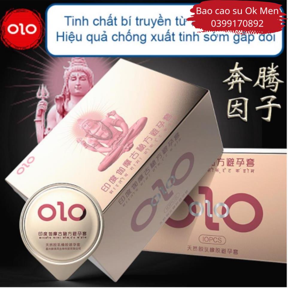 Bao Cao Su OLO 001 Hồng, bcs Gân Gai, Siêu Mỏng, Nhiều Gel Bôi Trơn Hộp 10 BCS