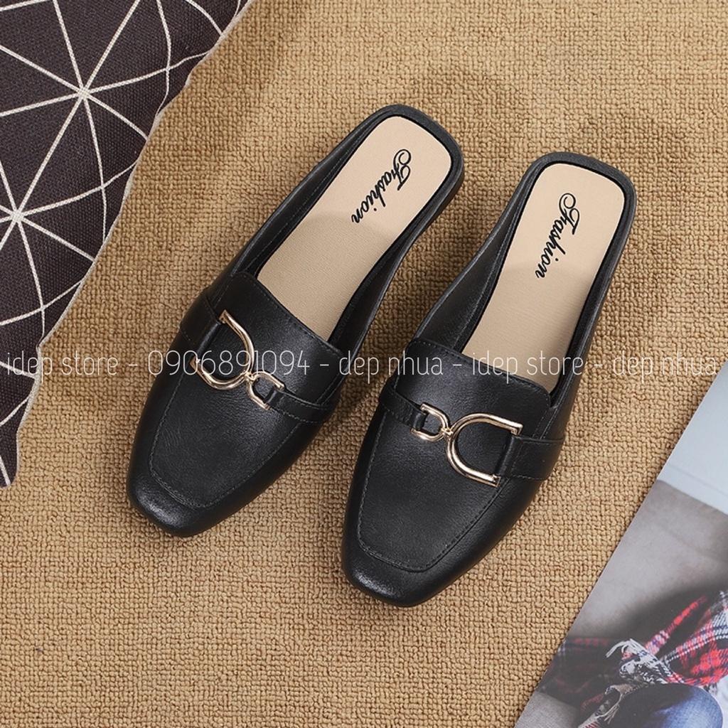 Dép sục lười mules khoá xích công sở chất cao su đi mưa chống trơn iDÉP SL029