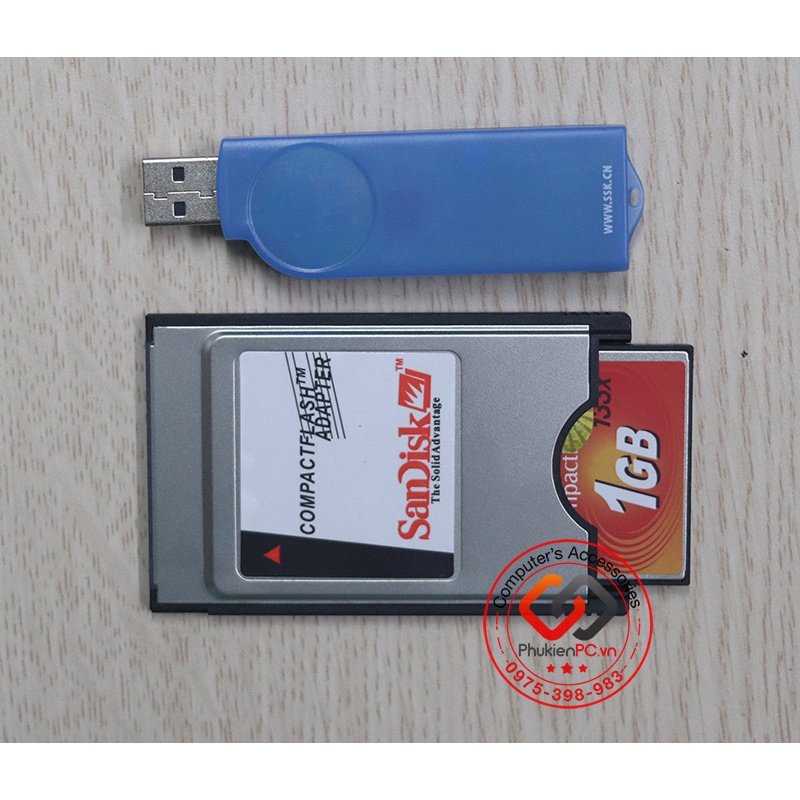 Combo thẻ nhớ CF Transcend 133x 1GB 2GB 4GB, áo thẻ PCMCIA 68pin ATA CNC, đầu đọc thẻ nhớ USB