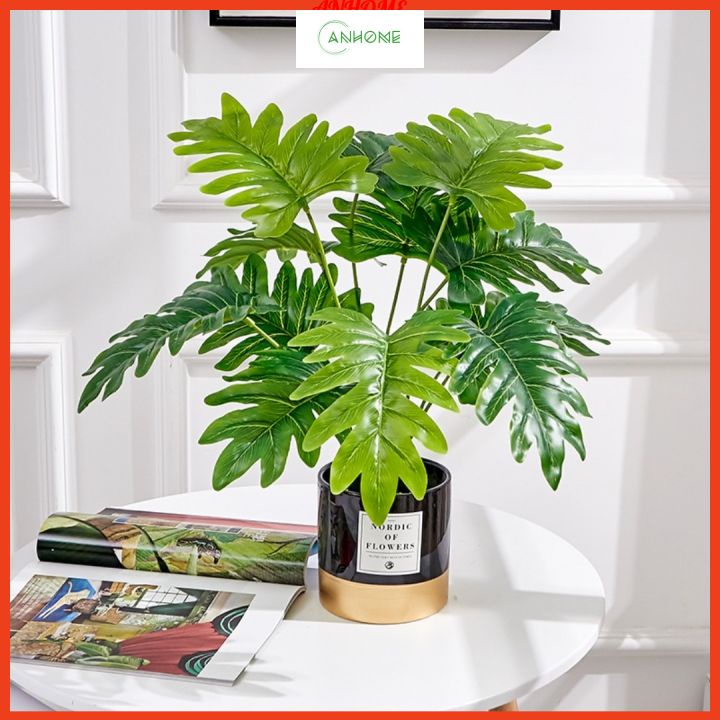 Cây Giả Decor Chậu Cây Lá Rùa Đẹp Giống Thật Trang Trí Nhà Cửa, Cửa Hàng Anhome LR-03