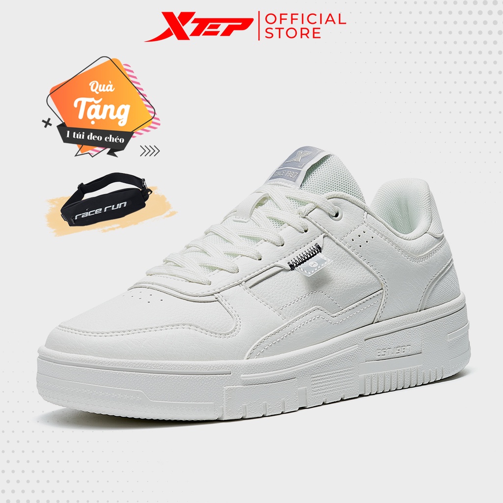Giày thể thao nam Xtep chính hãng, đế bằng dáng basic dễ phối đồ, chất liệu da chống nổ 878319310017