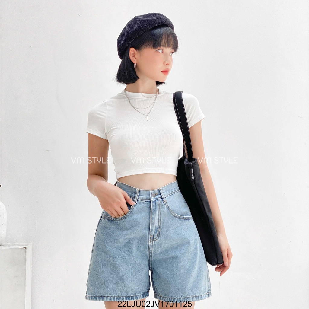 Quần jeans ngố nữ 681 VM STYLE ống rộng trơ cạp cao lai thường - 22SJU03JV2901 | BigBuy360 - bigbuy360.vn