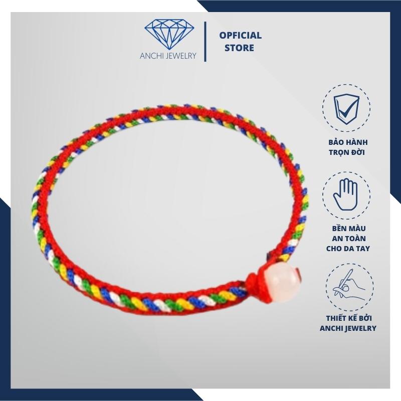 Vòng tay chỉ ngũ sắc Tây Tạng mix lu thống may mắn, Anchi jewelry