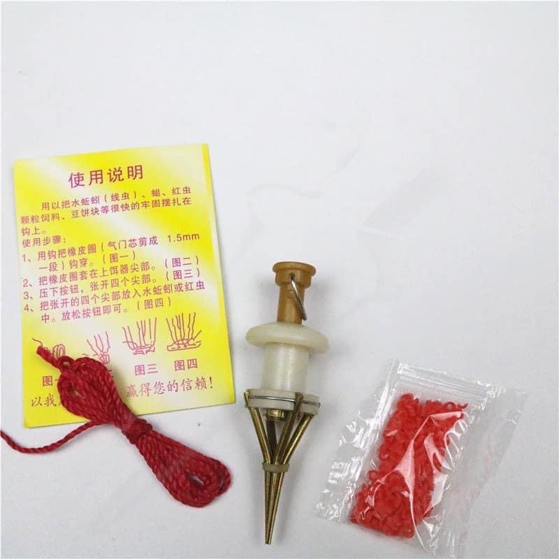Dụng Cụ Kẹp Buộc Mồi Hạt Câu Cá + 1000 Vòng Chun Rời