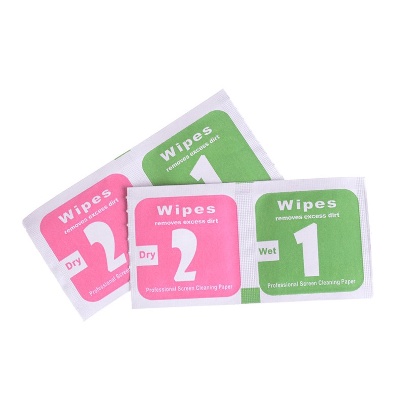 Bộ 2 món với khăn lau ướt và khô dùng để lau màn hình điện thoại / máy ảnh