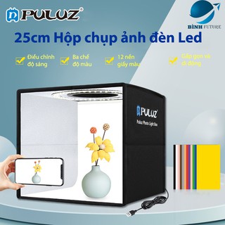 Hộp Chụp Sản Phẩm PULUZ 25x25 cm có 3 Màu Đèn Led Siêu Sáng + Tặng kèm 6 phông nền [ Chính hãng ]