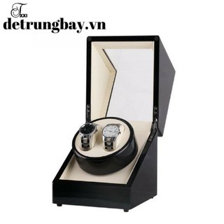 Hộp đựng đồng hồ cơ 2 xoay vỏ gỗ đen