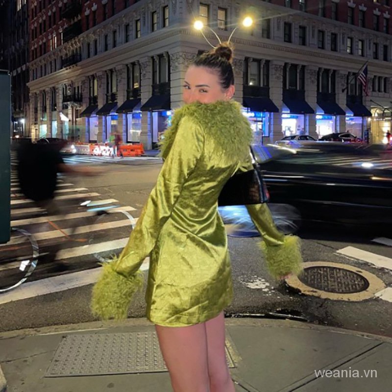 Áo Tay Dài Bằng Nhung Phối Nút Thiết Kế Thanh Lịch Sành Điệu Cho Nữ