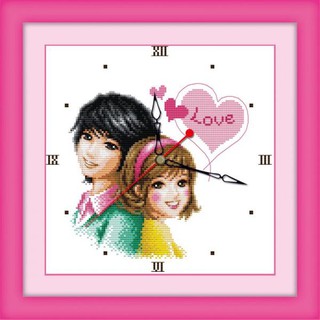 Tranh Thêu Chữ Thập Đồng Hồ Love Y8009 (KHÁCH TỰ THÊU) KT35X35CM