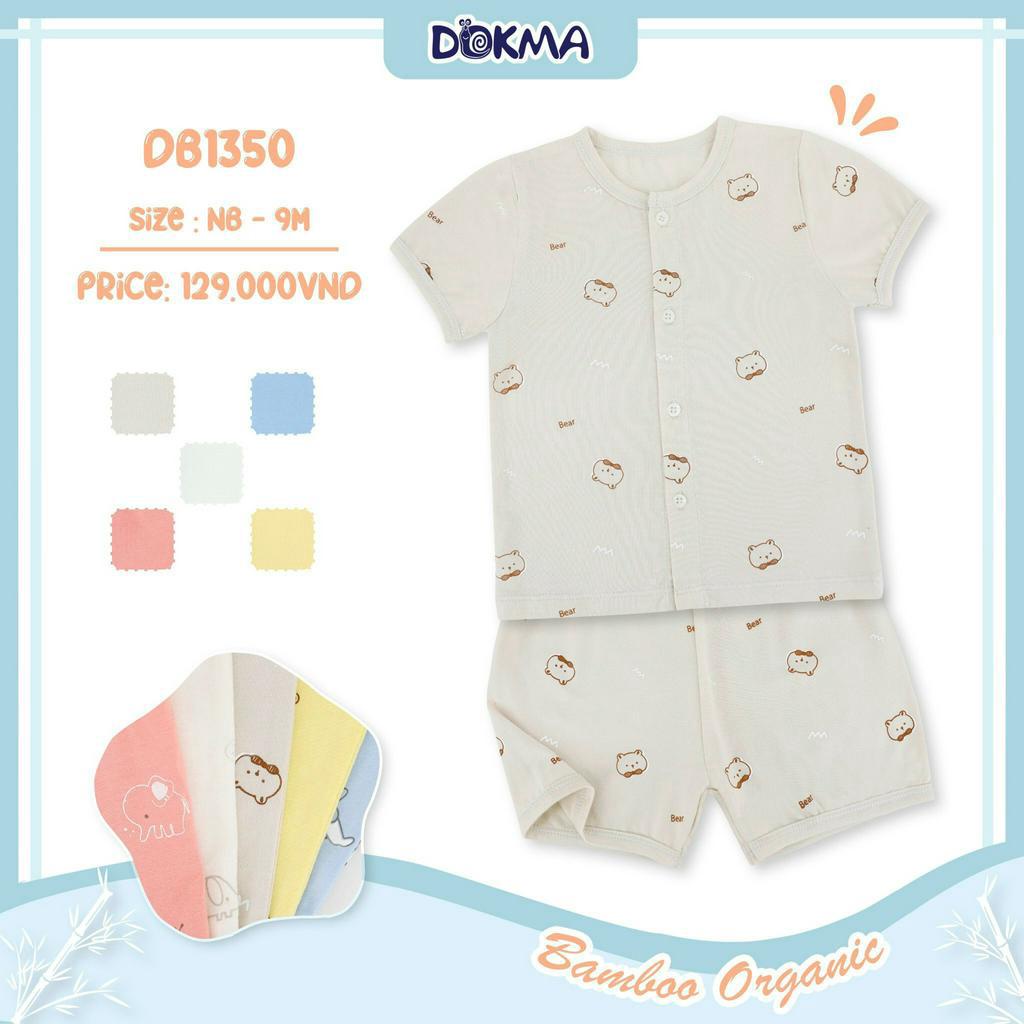 DB1350 Bộ sơ sinh cộc tay cài giữa bamboo Dokma bé trai / bé gái