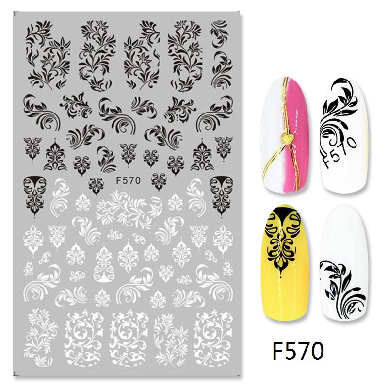 1 Miếng Dán Trang Trí Móng Tay 3D Họa Tiết Hoa Lá/Lá Mandala/Hình Học Độc Đáo