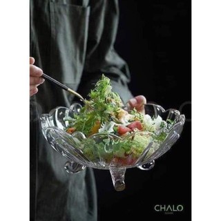 thố thủy tinh 3 chân trắng