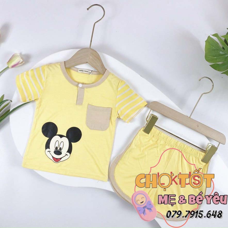 Bộ tay ngắn thun lạnh siêu mát MINKYMOM loại 1 form chuẩn (6-15kg)