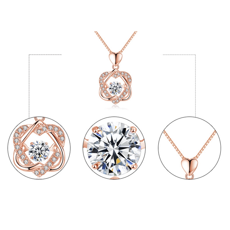 Smart Heart Necklace Female Rose Gold Plated Pendant Clavicle Chain Jewelry