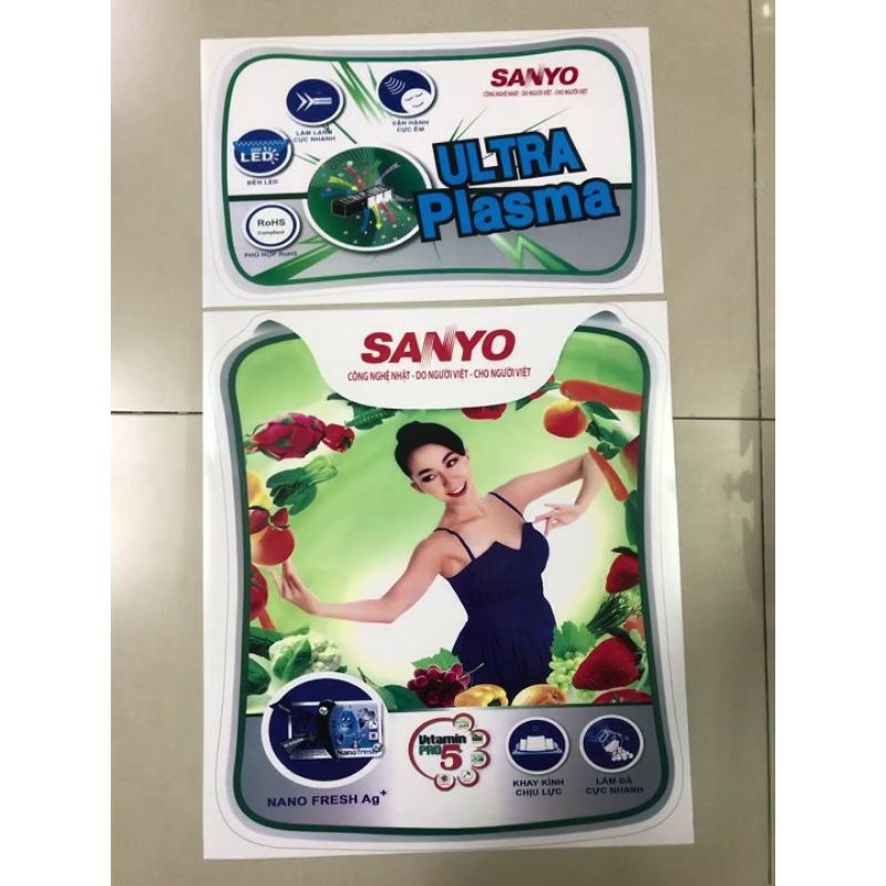 combo 5 tem dán tủ lạnh Sanyo