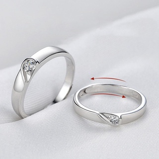 Set 2 Nhẫn Bạc Đính Đá Thời Trang Cho Cặp Đôi