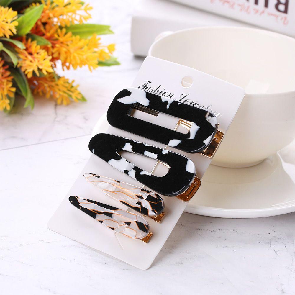 Bộ 4 Kẹp Tóc Hình Chữ Nhật Thiết Kế Đục Lỗ Thời Trang Cho Nữ