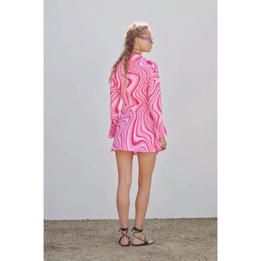 Đầm  màu hồng thắt eo hàng TQ