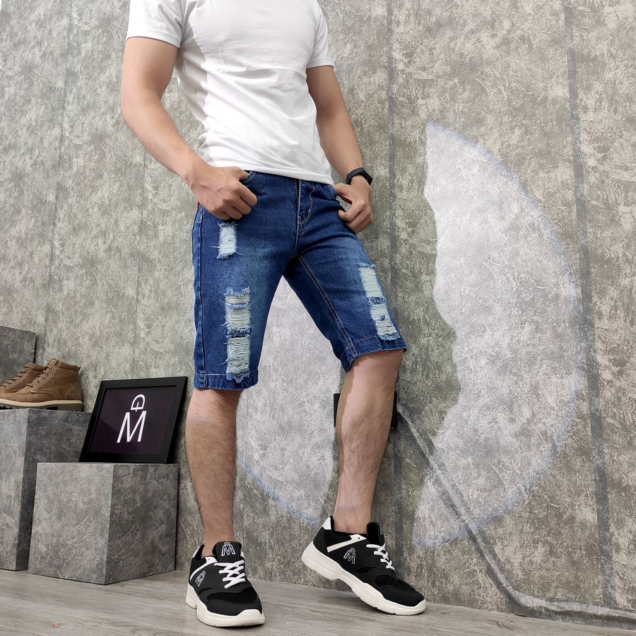 Quần short jean nam MĐ q418 xanh đậm