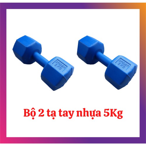 Tạ tay nhựa 5kg (Combo 2 cái bát giác màu xanh)