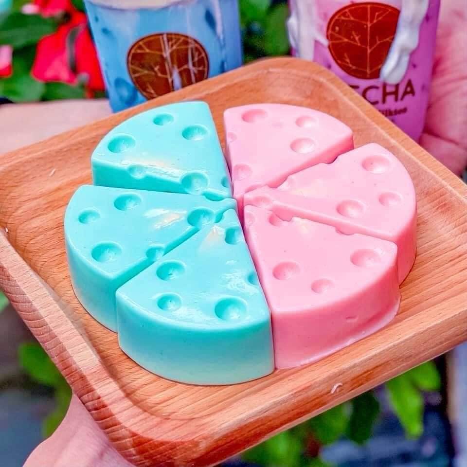 Khuôn silicon hình phô mai 3D là thạch rau câu/pudding cho bé