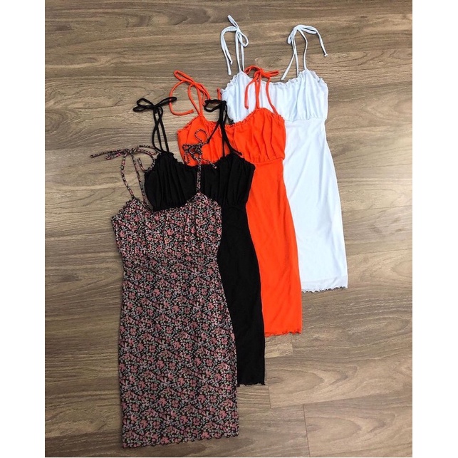 Pass đầm thun lưới body 2 lớp f21, đầm 2 dây cột nơ, đầm nhún ngực sexy Forever 21. Màu Cam, size M. New Tag Thanh Lý rẻ