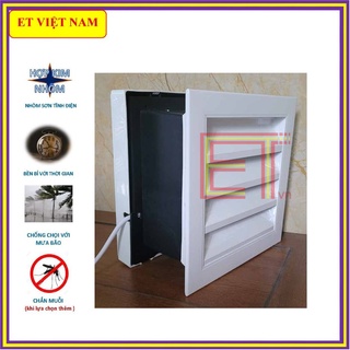 Quạt thông gió gắn tường TICO TC-15AV6 kèm chớp chống hắt mưa biệt thự lắp cho lỗ chờ 20x20cm, chất liệu nhôm