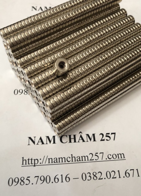 50 viên nam châm 10x3 lỗ 3mm, loại nam châm trắng đất hiếm có lỗ