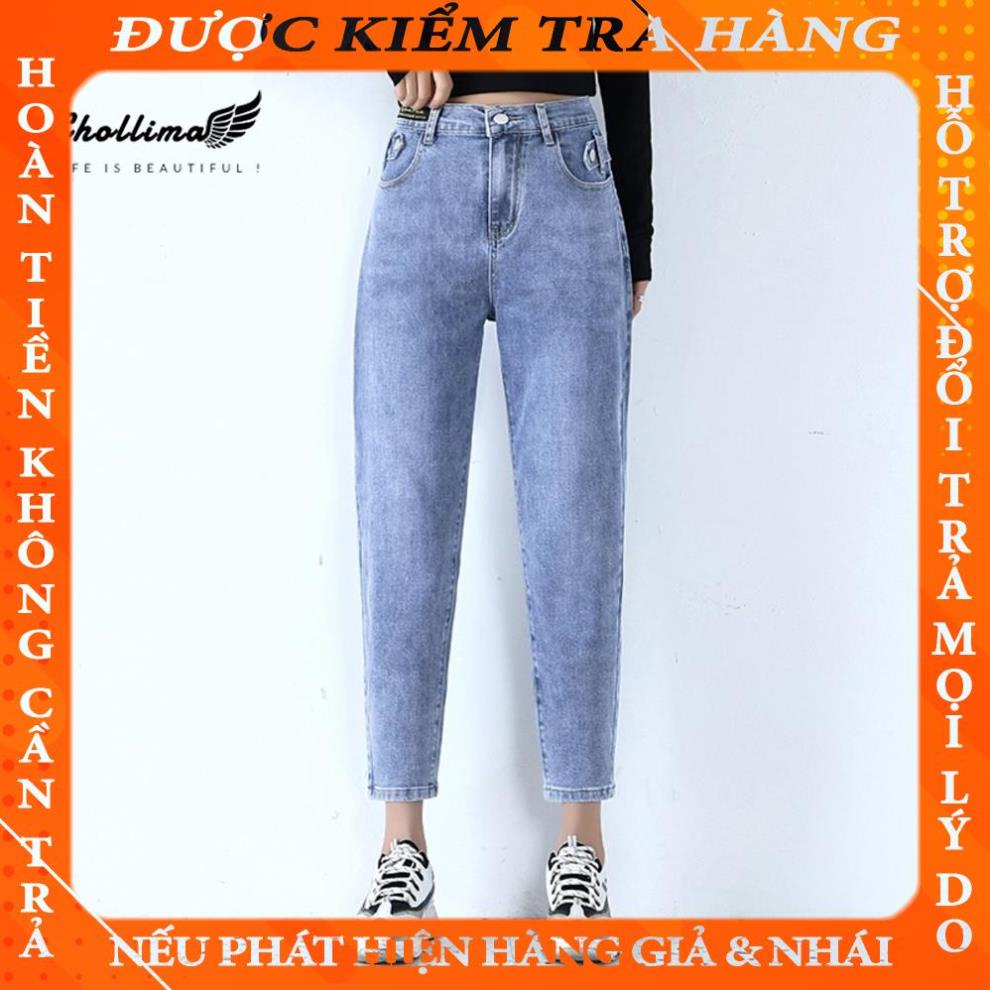 Quần baggy jeans nữ Chollima form rộng lưng thun gắn mạc đen QD008 ulzzang phong cách hàn quốc phamdu