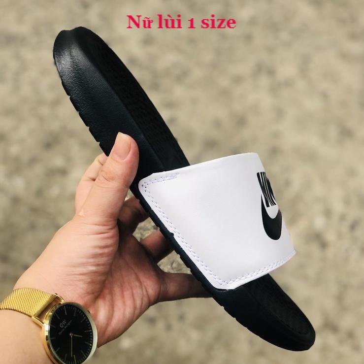 Dép unisex 𝐍𝐈𝐊𝐄 ❤️FREESHIP + Hộp❤️ dép quai ngang thể thao nam nữ mk in 𝐍𝐈𝐊𝐄-𝐁𝐚𝐧𝐚𝐬𝐬𝐢, đen-quai-trắng