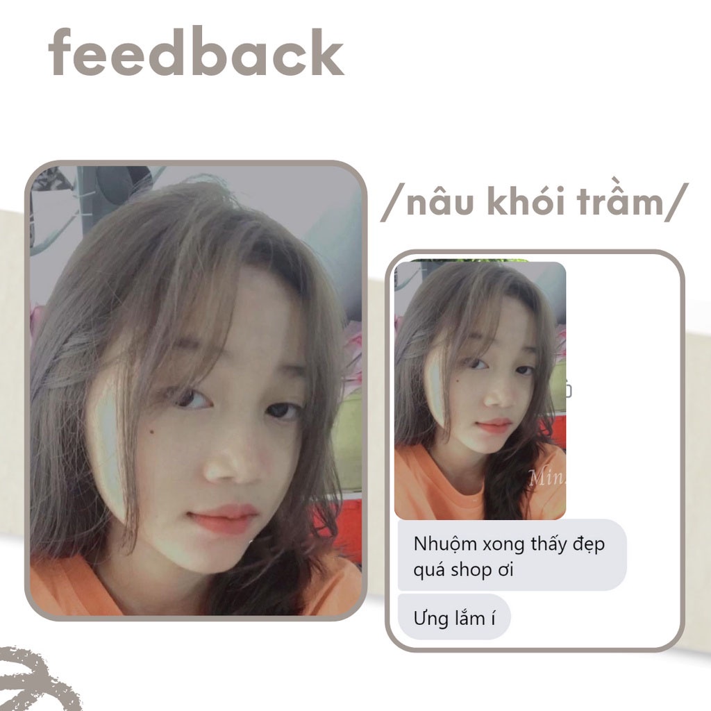 Thuốc nhuộm tóc nâu, Thuốc nhuộm tóc Nâu Khói Trầm, tặng kèm oxy trợ dưỡng và bao tay - Beautiful Hair