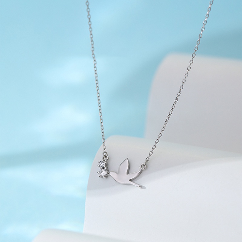 Vòng Cổ Fashion Peace Dove Pendant Necklace Korea Bird Silver Chain Necklaces for Women Jewelry Gift