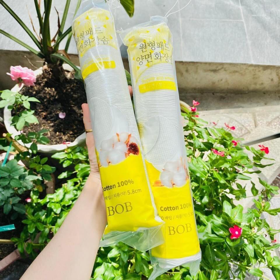 Bông tẩy trang Bob Hàn Quốc màu vàng 150 miếng