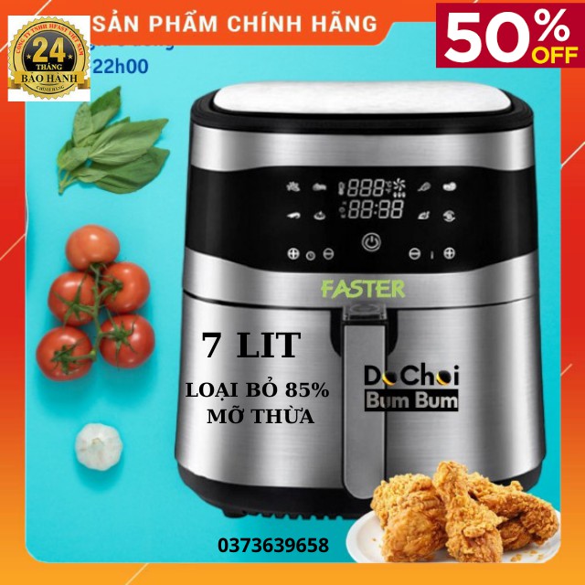 [ HÀNG CHÍNH HÃNG ] Nồi chiên không dầu FASTER-MGR7SM (7 lít) - 1800W -Điều Khiển Cảm Ứng -Hàng Nhập Khẩu -BH 24 Tháng