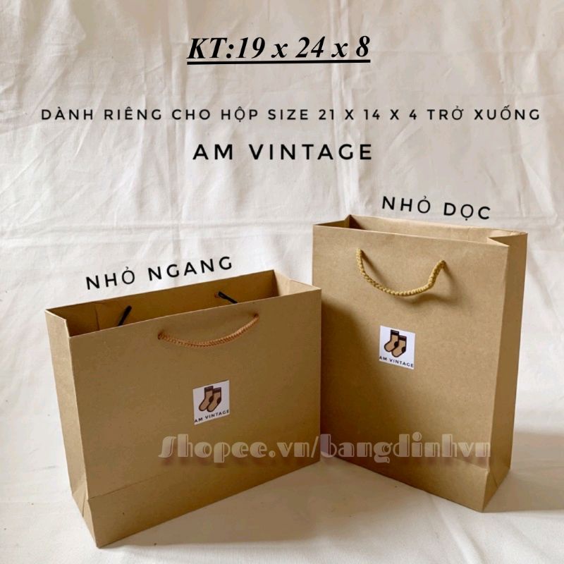 Túi giấy kraft ngang trơn combo 100c - túi giấy đựng quà quai đẹp