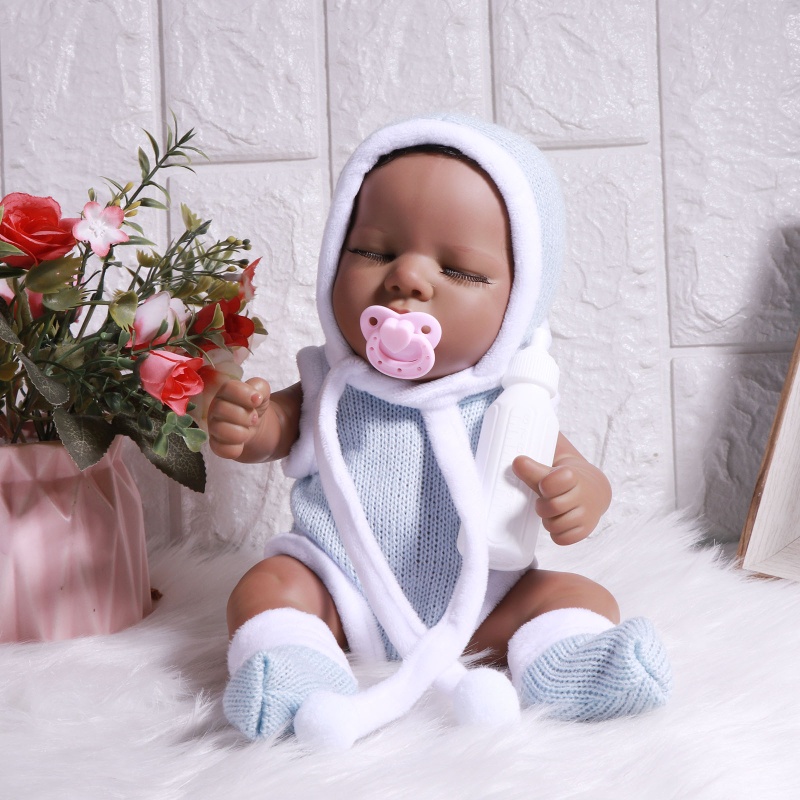 Búp Bê Vinyl Màu Đen Kèm Bình Sữa 8in Cỡ 11 8Inch Trang Trí Giường Ngủ