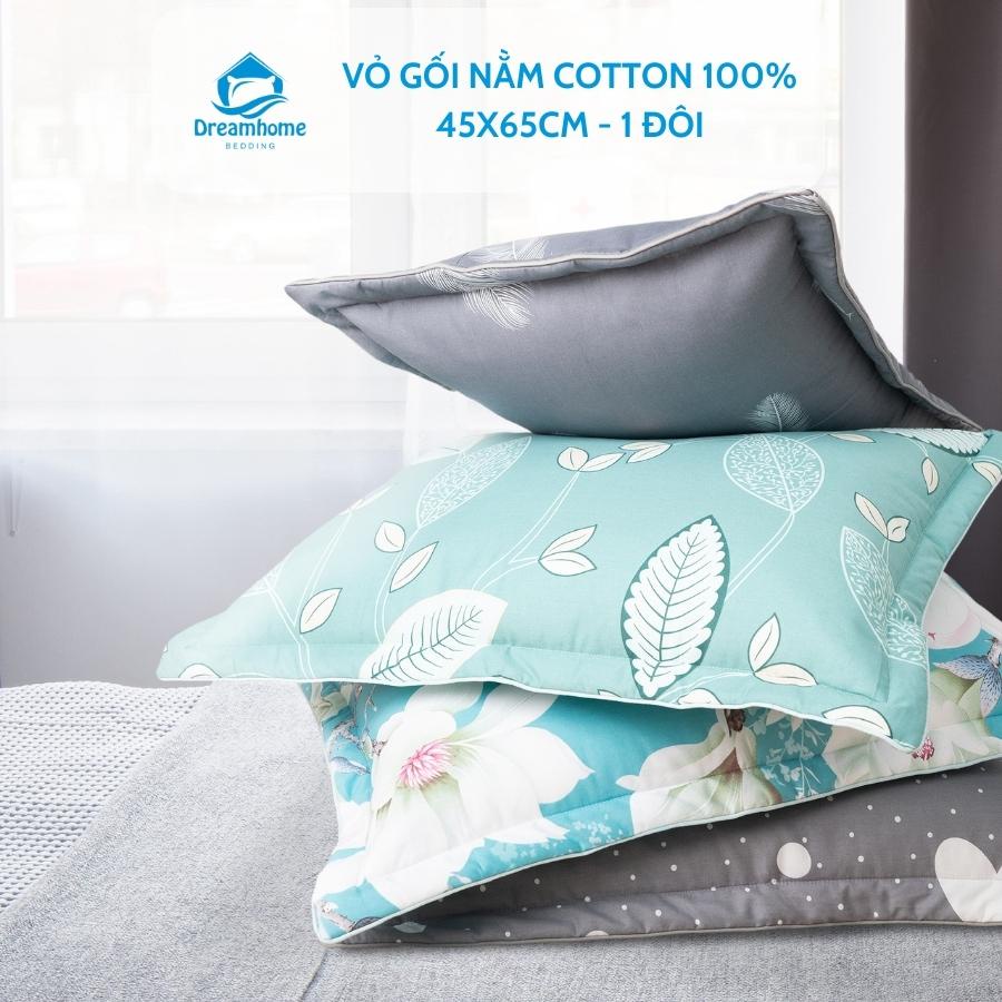 Vỏ gối 45x65 cotton cao cấp trần bông 1 đôi, áo gối đẹp 45x65 có khóa kéo VG2 Dreamhomebedding