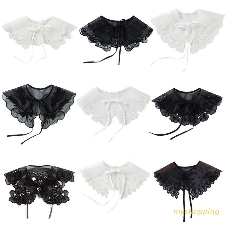 Cổ áo giả thêu hoa thiết kế hai lớp phong cách châu Âu cho nữ