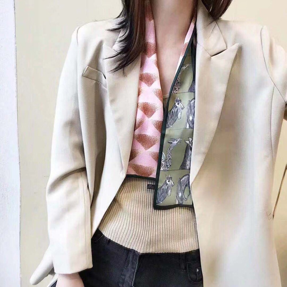 Khăn Quàng Cổ Giả Lụa Loại Dài 98cm In Họa Tiết Thời Trang Cho Nữ