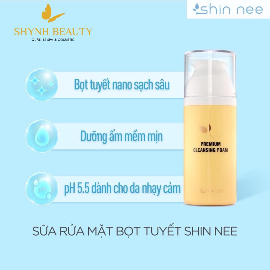 Sữa Rửa Mặt Bọt Tuyết Làm Sạch Và Sáng Da – Premium Cleansing Foam - Shinnee - 120ml.