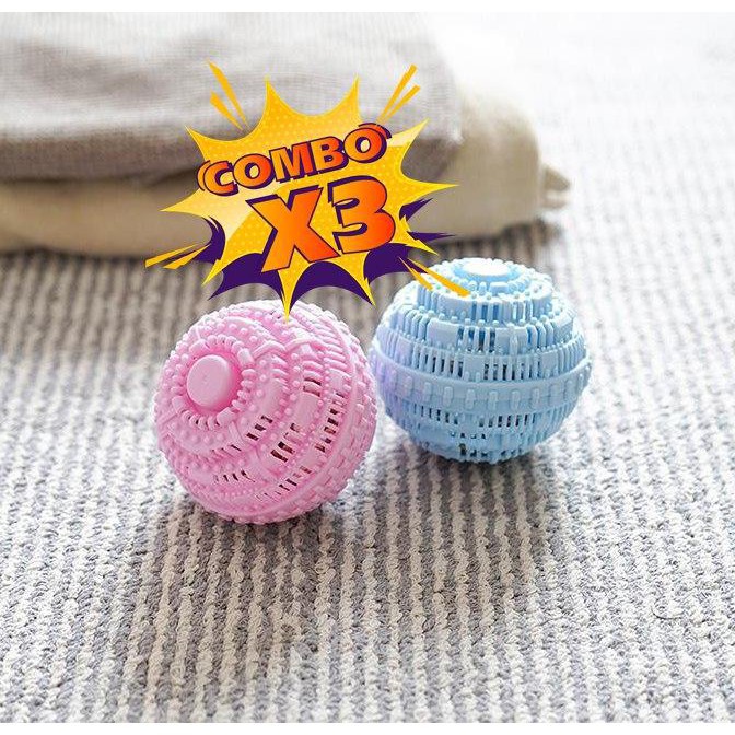 [RẺ VÔ ĐỊCH] Set 3 Quả Bóng Giặt Đồ Máy Giặt Sinh Học Wonder Laundry Ball