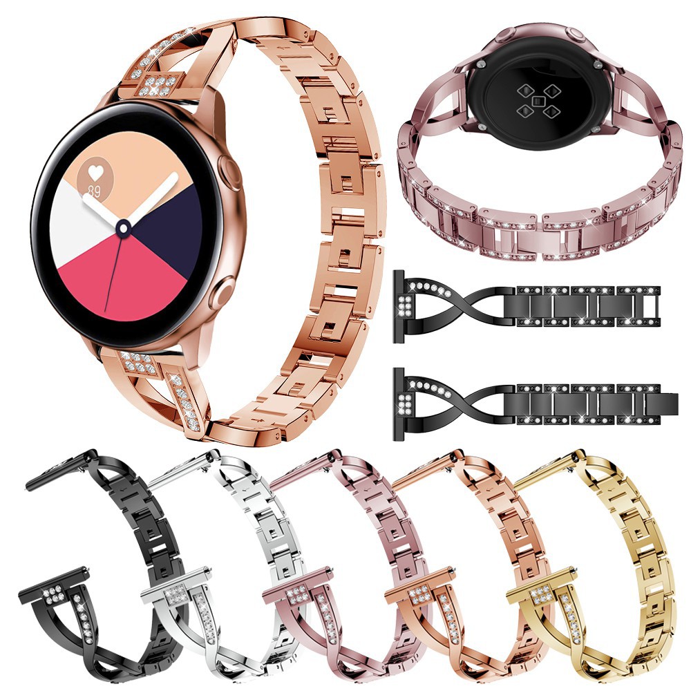 20mm Metal Band Rhinestone Replacement Strap for Samsung Galaxy Watch Active Active 2 Galaxy thumbnail