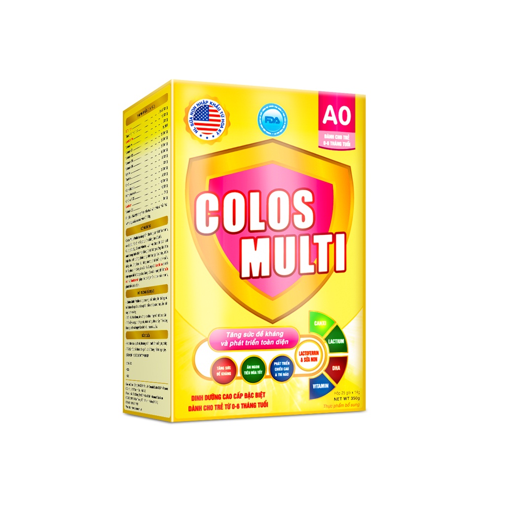Sữa bột Colosmulti A0 hộp 25 gói x 14g hỗ trợ tăng cường sức đề kháng cho trẻ