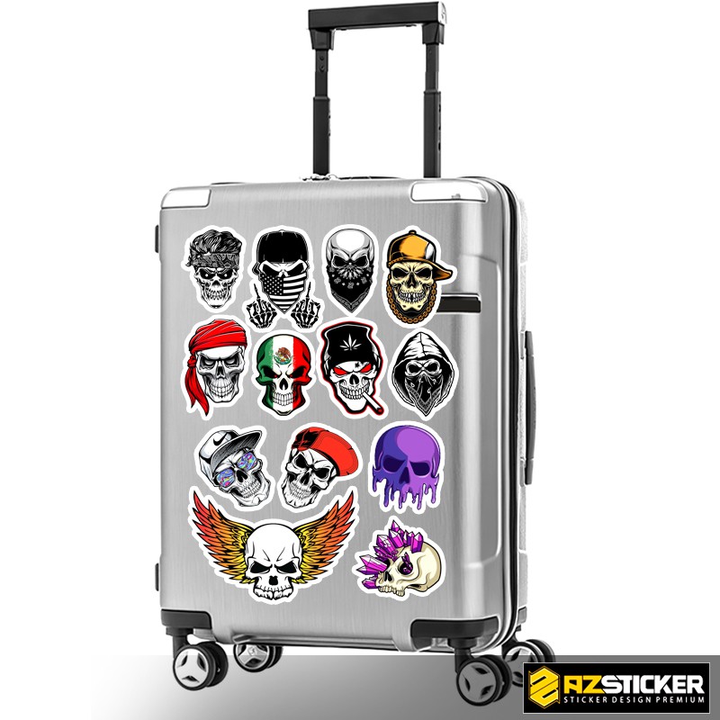 Set  Single Sticker Hình Đầu Lâu Skull Siêu Ngầu Dán Xe Máy , laptop , Vali ,Điện Thoại Không Thấm Nước