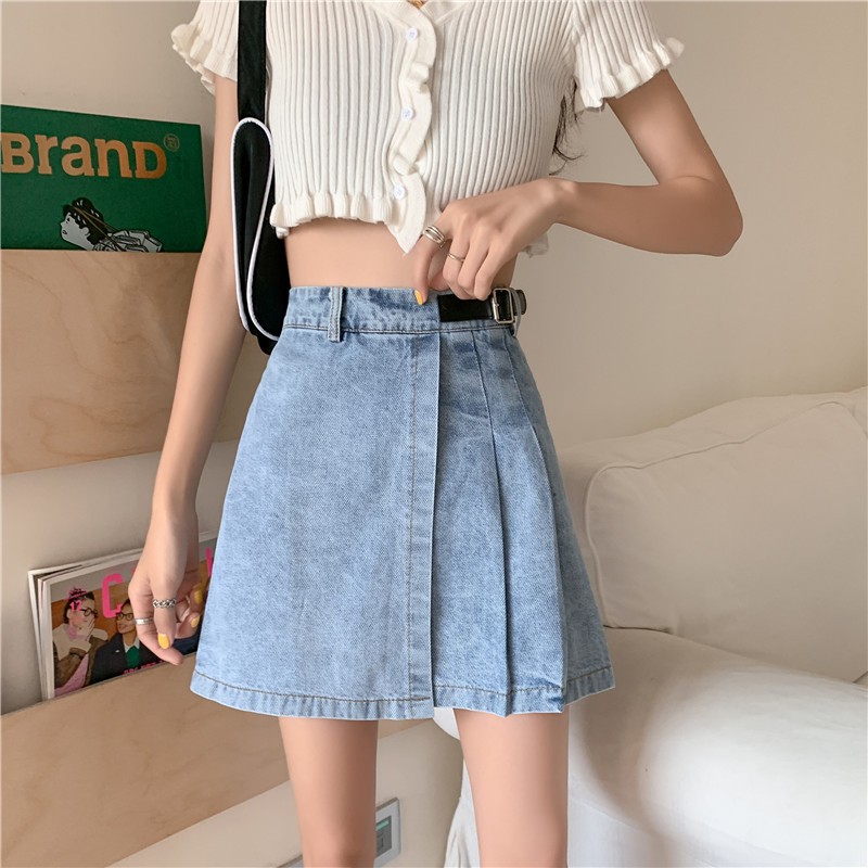 (R2125) chân váy bò ulzzang 2 màu size S M L(kèm ảnh thật)